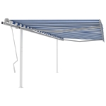 Tenda da Sole Retrattile Manuale con Pali 4x3 m Blu e Bianca