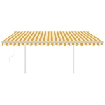 Tenda da Sole Retrattile Automatica con Pali 4x3m Gialla Bianca
