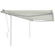 Tenda da Sole Retrattile Manuale con Pali 4,5x3 m Crema