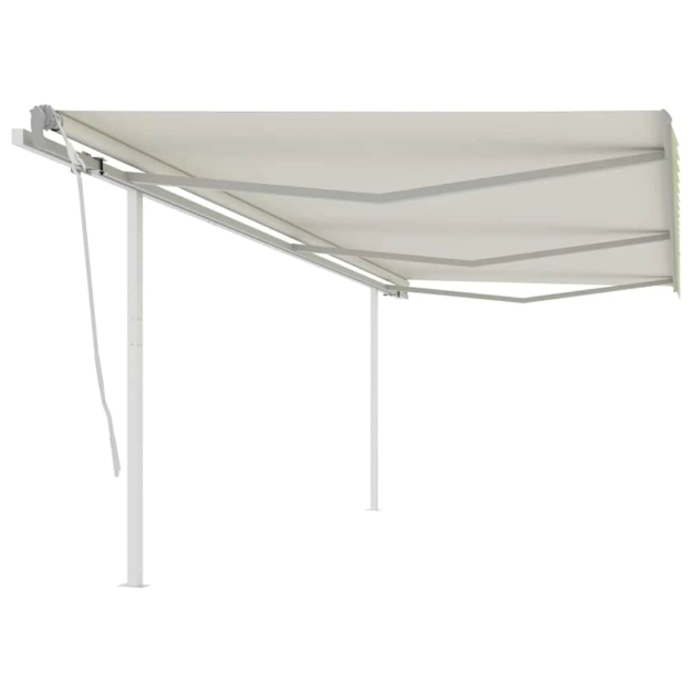 Tenda da Sole Retrattile Manuale con Pali 6x3m Crema