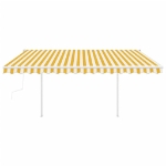Tenda da Sole Retrattile Manuale con Pali 4x3,5 m Gialla Bianca