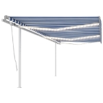 Tenda Automatica con Sensore Vento e LED 6x3 m Blu Bianca