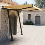 Tenda da Sole Retrattile Manuale e Pali 3x2,5 m Gialla e Bianca
