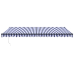 Tenda da Sole Retrattile Blu e Bianca 5x3 m Tessuto e Alluminio