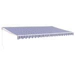 Tenda da Sole Retrattile Blu e Bianca 5x3 m Tessuto e Alluminio