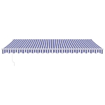 Tenda da Sole Retrattile Blu e Bianca 5x3 m Tessuto e Alluminio