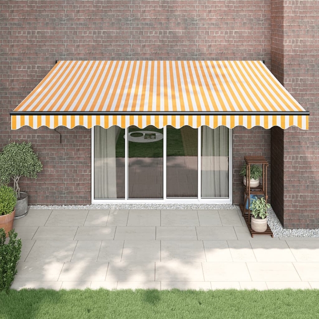 Tenda Sole Automatica Retrattile Gialla e Bianca 4x3 m