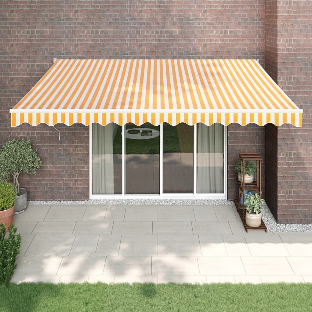 Tenda Sole Automatica Retrattile Gialla e Bianca 4,5x3 m