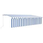 Tenda Sole Retrattile Manuale con LED 4x3m Blu e Bianc6