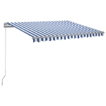 Tenda da Sole Retrattile Manuale con LED 300x250cm Blu e Bianco