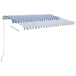 Tenda da Sole Retrattile Manuale con LED 300x250cm Blu e Bianco