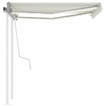Tenda da Sole Retrattile Manuale con LED 3,5x2,5 m Crema