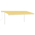 Tenda da Sole Retrattile Manuale LED 5x3 m Gialla Bianca