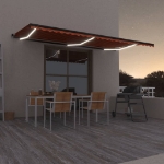Tenda da Sole Retrattile Manuale LED 600x350 cm Arancio Marrone