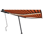 Tenda da Sole Manuale con LED 400x350 cm Arancione e Marrone