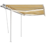 Tenda da Sole Retrattile Manuale con LED 3x2,5m Gialla Bianca