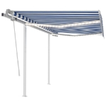 Tenda da Sole Retrattile Manuale con LED 3x2,5 m Blu e Bianco