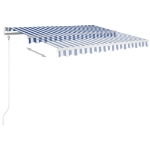 Tenda da Sole Retrattile Manuale con LED 3x2,5 m Blu e Bianco