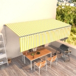 Tenda Sole Retrattile Manuale con Parasole 6x3m Gialla Bianca