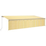 Tenda Sole Retrattile Manuale con Parasole 6x3m Gialla Bianca