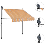 Tenda da Sole Retrattile Manuale con LED 100 cm Gialla e Blu