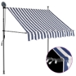 Tenda da Sole Retrattile Manuale con LED 100 cm Blu e Bianca