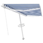 Tenda da Sole Retrattile Manuale con LED 400x300cm Blu e Bianca