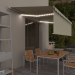 Tenda Sole Retrattile Manuale Parasole LED 5x3 m Crema