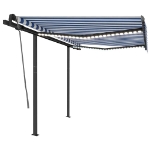 Tenda da Sole Retrattile Manuale con LED 3,5x2,5m Blu e Bianca