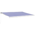 Tenda da Sole Retrattile Blu e Bianca 4x3 m Tessuto e Alluminio