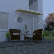 Tenda da Sole Retrattile con LED 300x150 cm Giallo e Bianco