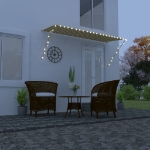 Tenda da Sole Retrattile con LED 300x150 cm Giallo e Bianco