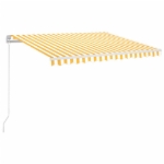 Tenda da Sole Retrattile Manuale LED 350x250 cm Gialla e Bianca