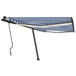 Tenda da Sole Retrattile Manuale con LED 400x300cm Blu e Bianca