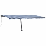 Tenda Automatica con Sensore Vento e LED 600x300 cm Blu Bianca