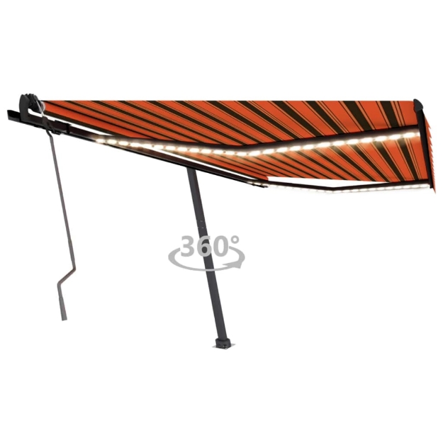 Tenda da Sole Retrattile Manuale LED 450x350 cm Arancio Marrone