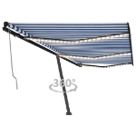 Tenda Automatica con Sensore Vento e LED 600x350 cm Blu Bianca