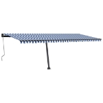 Tenda Automatica con Sensore Vento e LED 600x350 cm Blu Bianca