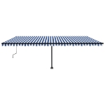 Tenda Automatica con Sensore Vento e LED 600x350 cm Blu Bianca