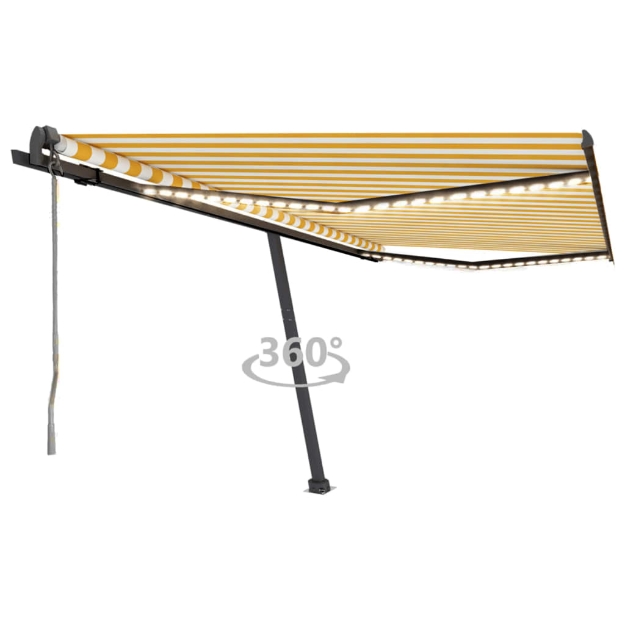 Tenda Automatica Sensore Vento e LED 450x350 cm Gialla Bianca