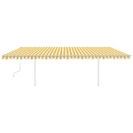 Tenda da Sole Retrattile Manuale con Pali 6x3,5 m Gialla Bianca