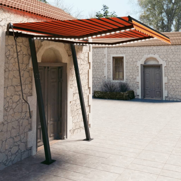 Tenda Automatica con Sensore Vento LED 3x2,5 m Arancio Marrone