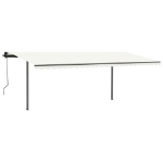Tenda da Sole Retrattile Manuale con Pali 3,5x2,5 m Crema