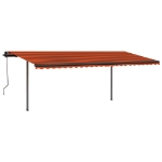 Tenda Retrattile Manuale con Pali 3,5x2,5 m Arancione e Marrone