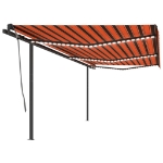 Tenda da Sole Retrattile Manuale con LED 6x3 m Arancio Marrone