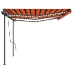 Tenda da Sole Retrattile Manuale con LED 6x3 m Arancio Marrone