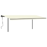 Tenda da Sole Retrattile Manuale con Pali 6x3 m Crema