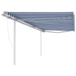 Tenda da Sole Retrattile Automatica con Pali 6x3,5 m Blu Bianca