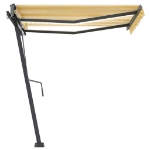 Tenda da Sole Manuale con LED 300x250 cm Gialla e Bianca
