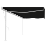 Tenda da Sole Retrattile Automatica con Pali 5x3 m Antracite